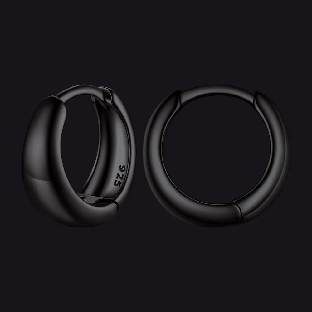 Simple Sterling Silver Thick Huggie Hoop Earrings for Men sold by FaithHeart