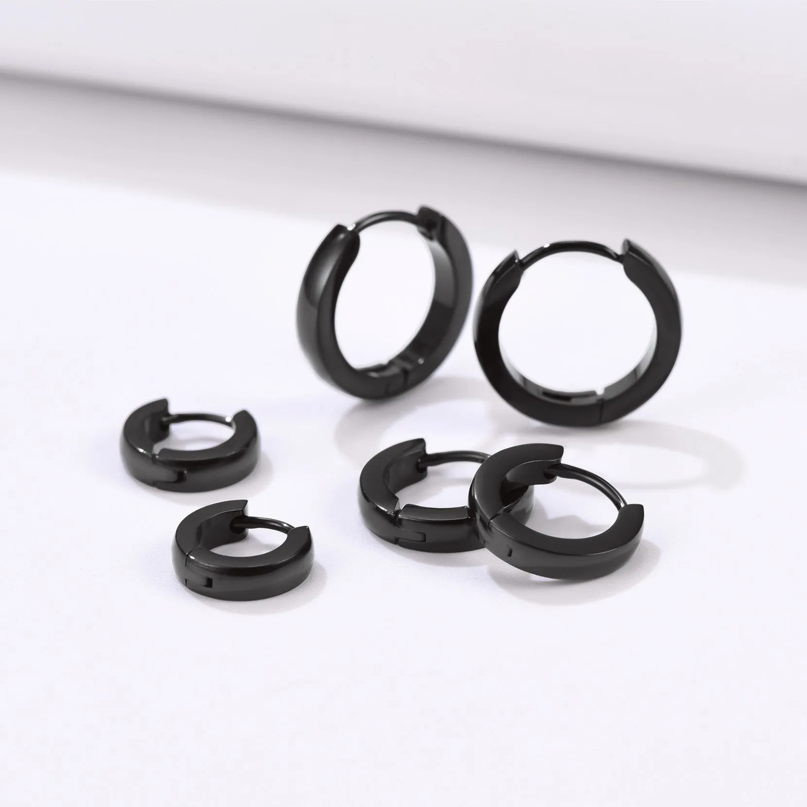 Classic Stainless Steel Huggie Hoop Earrings Set for 3 Piece sold by FaithHeart product image thumbnail 4