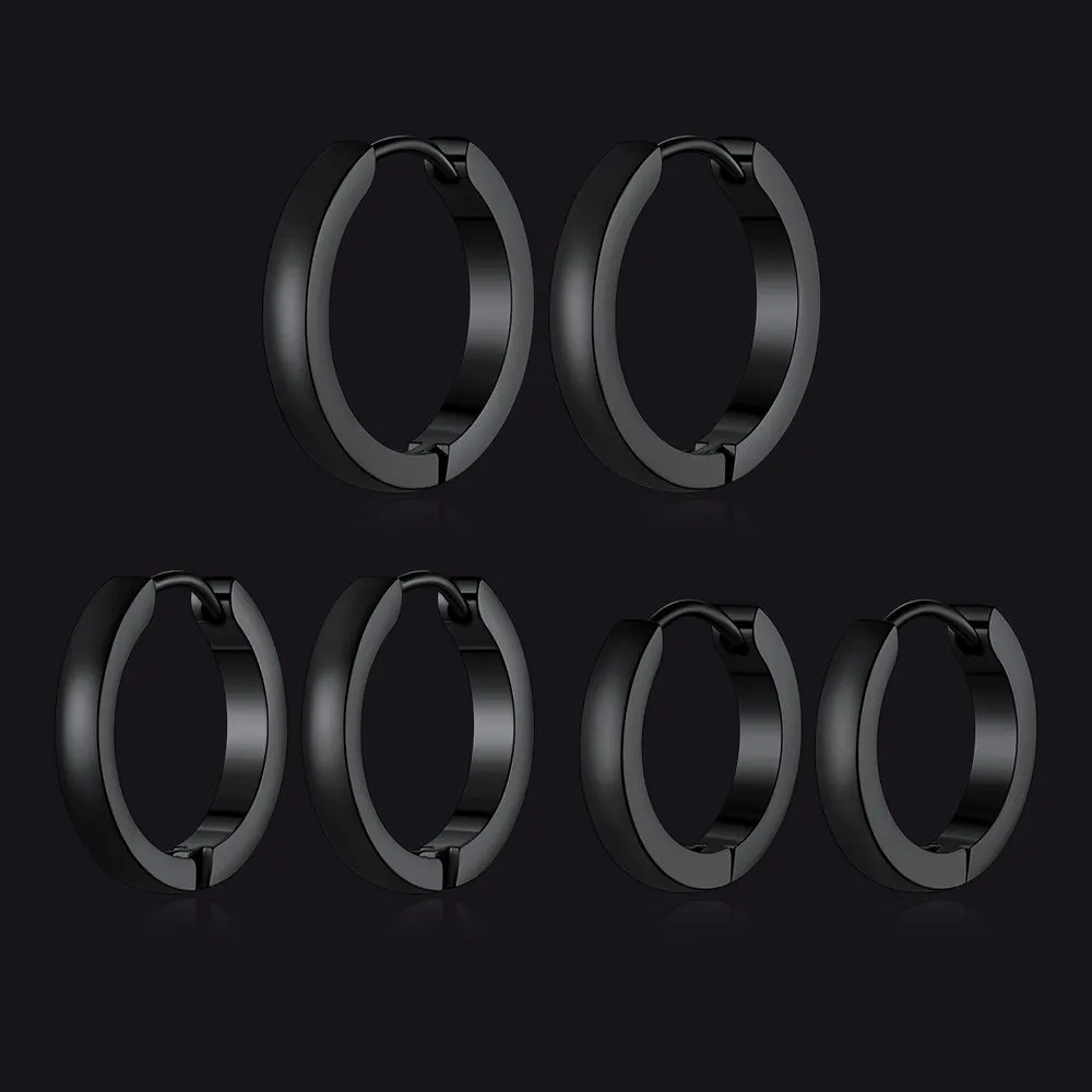 Classic Stainless Steel Huggie Hoop Earrings Set for 3 Piece sold by FaithHeart