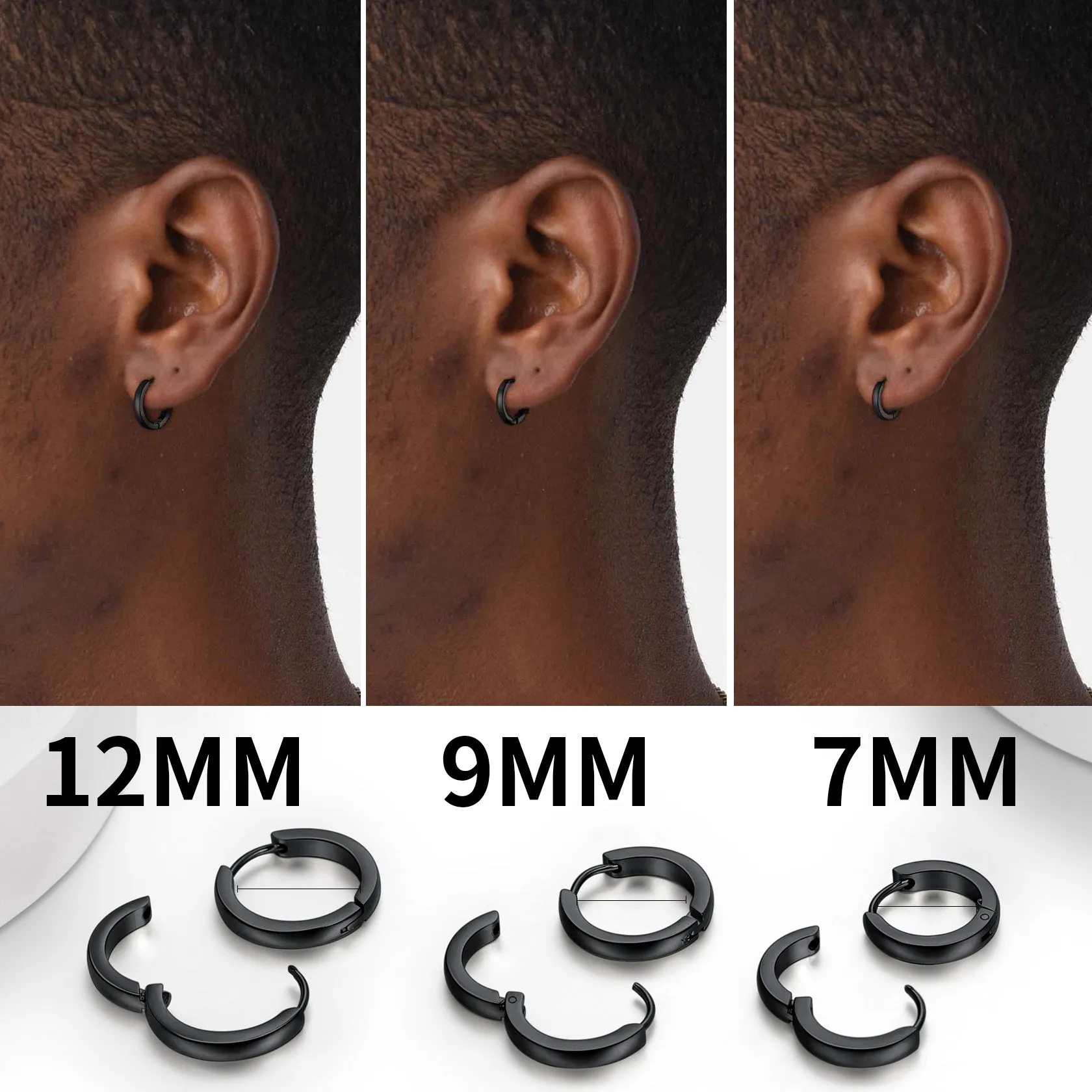 Classic Stainless Steel Huggie Hoop Earrings Set for 3 Piece sold by FaithHeart product image thumbnail 2