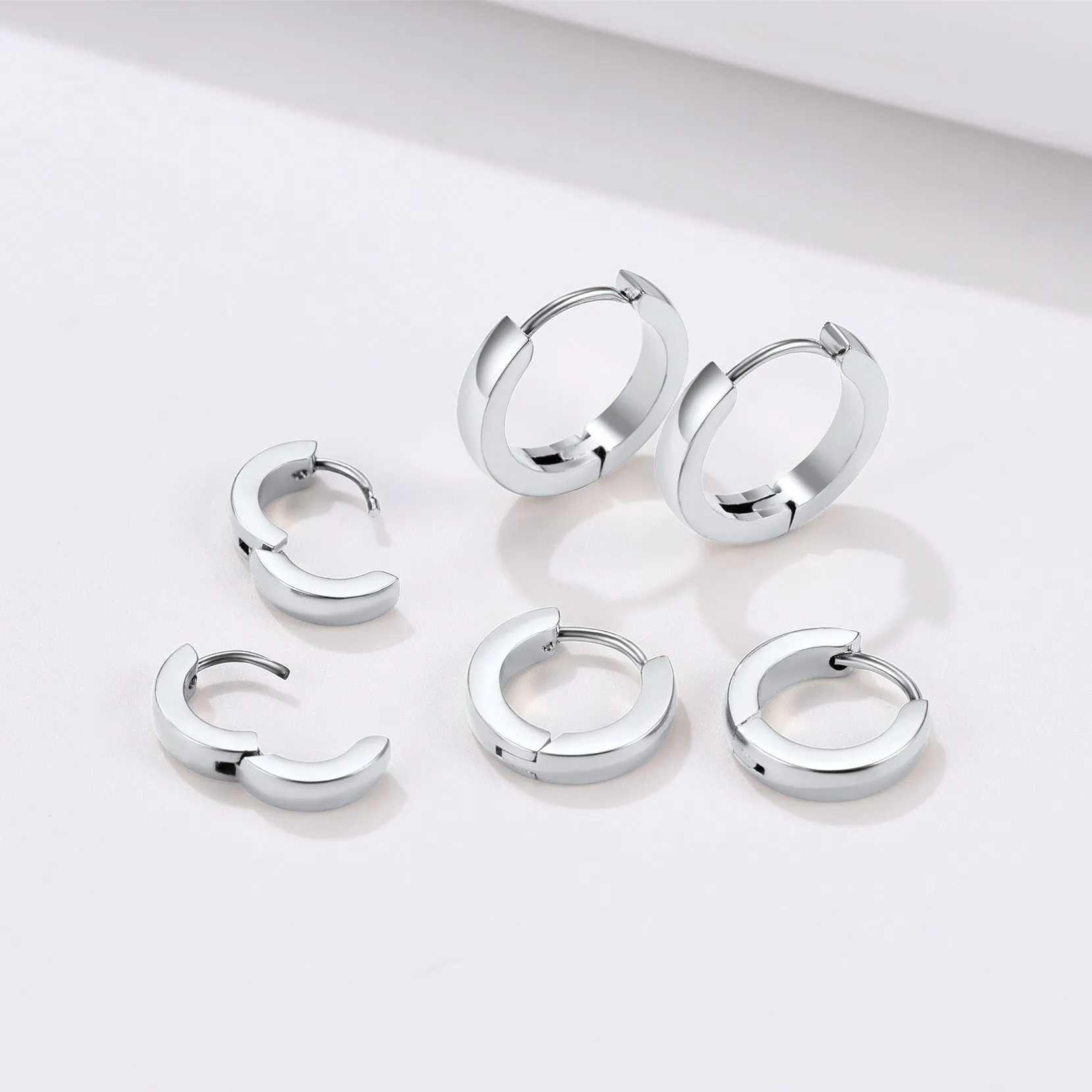 Classic Stainless Steel Huggie Hoop Earrings Set for 3 Piece sold by FaithHeart product image thumbnail 5