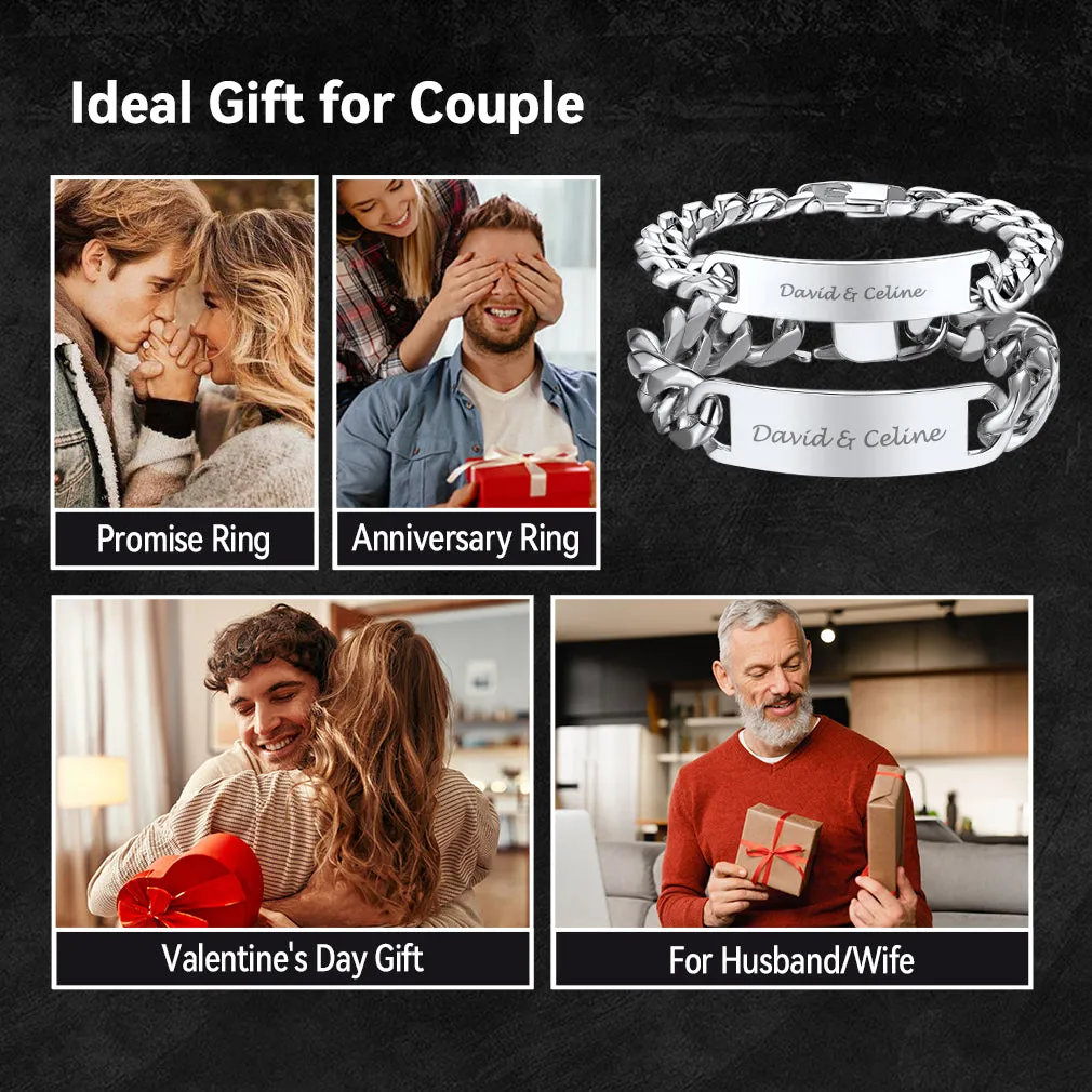 Engraving Nameplate Cuban Link Chain Bracelet for Couple Men Women sold by FaithHeart product image thumbnail 5