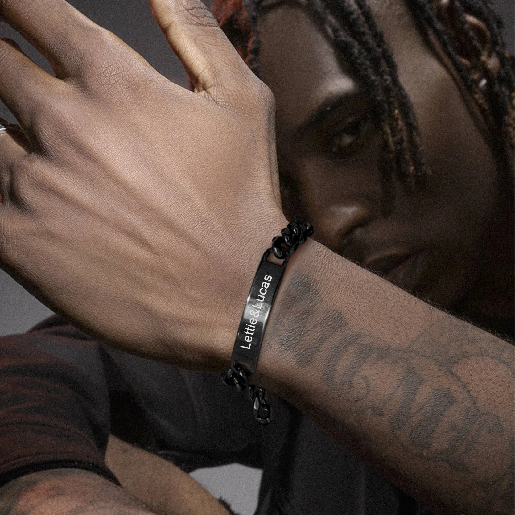 Engraving Nameplate Cuban Link Chain Bracelet for Couple Men Women sold by FaithHeart product image thumbnail 4