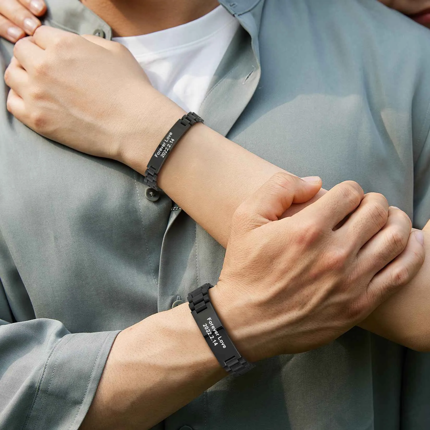 Customized Engraved Nameplate Bar Link Wristband Bracelet for Men sold by FaithHeart product image thumbnail 2