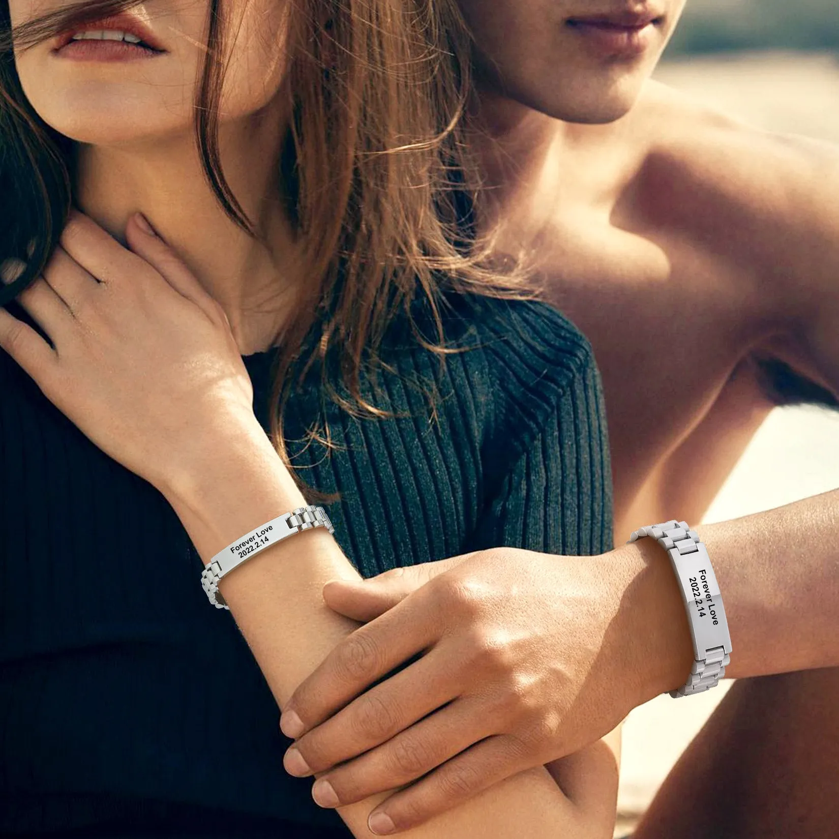 Customized Engraved Nameplate Bar Link Wristband Bracelet for Men sold by FaithHeart product image thumbnail 3