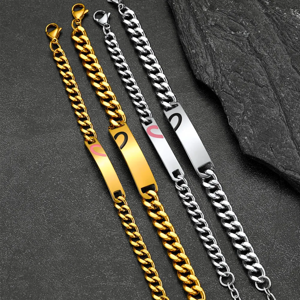 Custom Engraving Heart Couple Link Bracelet sold by FaithHeart product image thumbnail 5