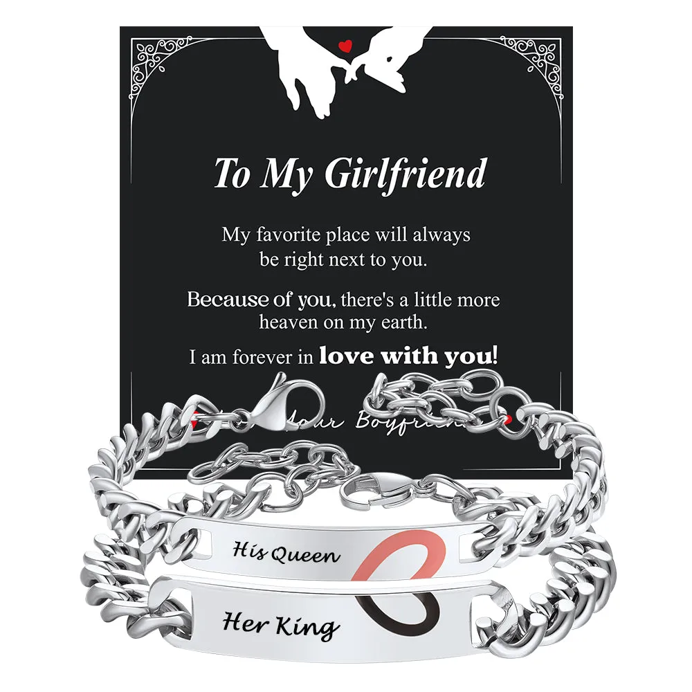 Custom Engraving Heart Couple Link Bracelet sold by FaithHeart