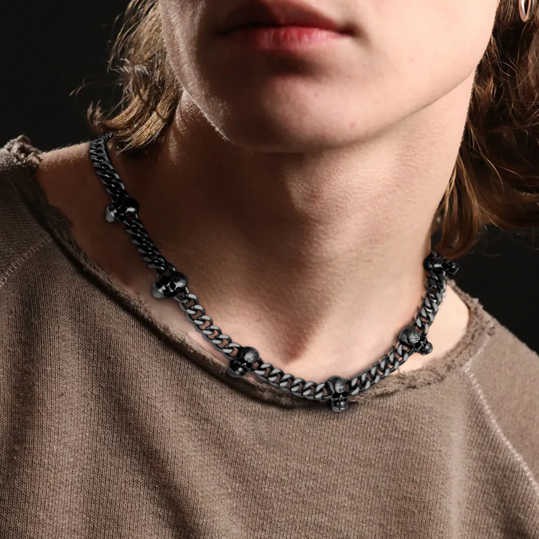 Gothic Skull Cuban Link Chain Choker Necklace for Men Women 9MM Width sold by FaithHeart product image thumbnail 2