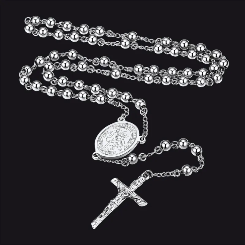 Catholic St. Michael Rosary Bead Necklace sold by FaithHeart