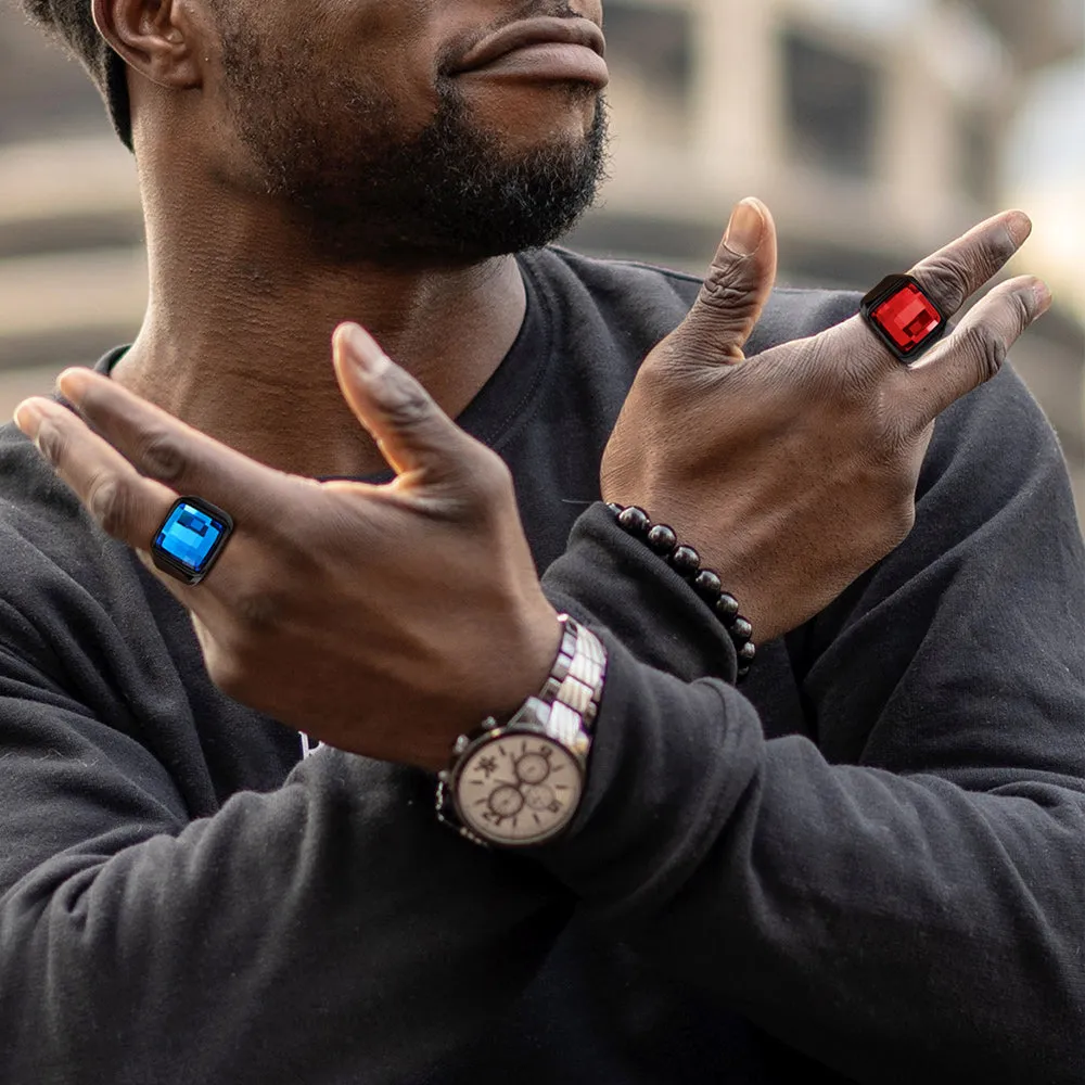 Custom Gemstone Signet Band Ring for Men sold by FaithHeart product image thumbnail 2