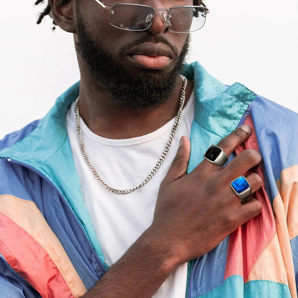 Custom Gemstone Signet Band Ring for Men sold by FaithHeart product image thumbnail 3