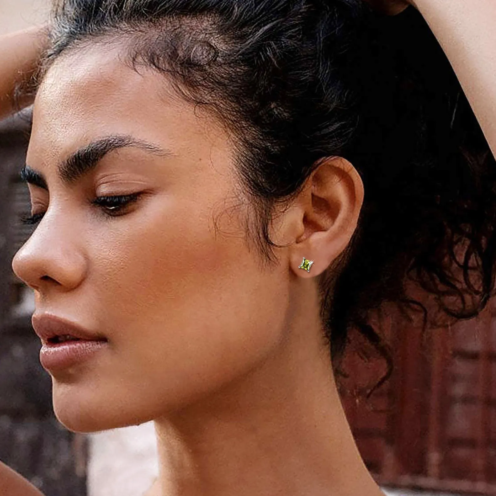 Sterling Silver Princess Cut Birthstone Stud Earrings Gift for Women Her sold by FaithHeart product image thumbnail 3