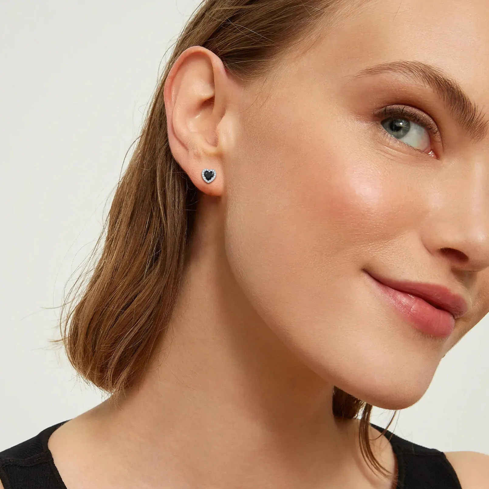 Sterling Silver Birthstone Heart Halo Stud Earrings for Women sold by FaithHeart product image thumbnail 2