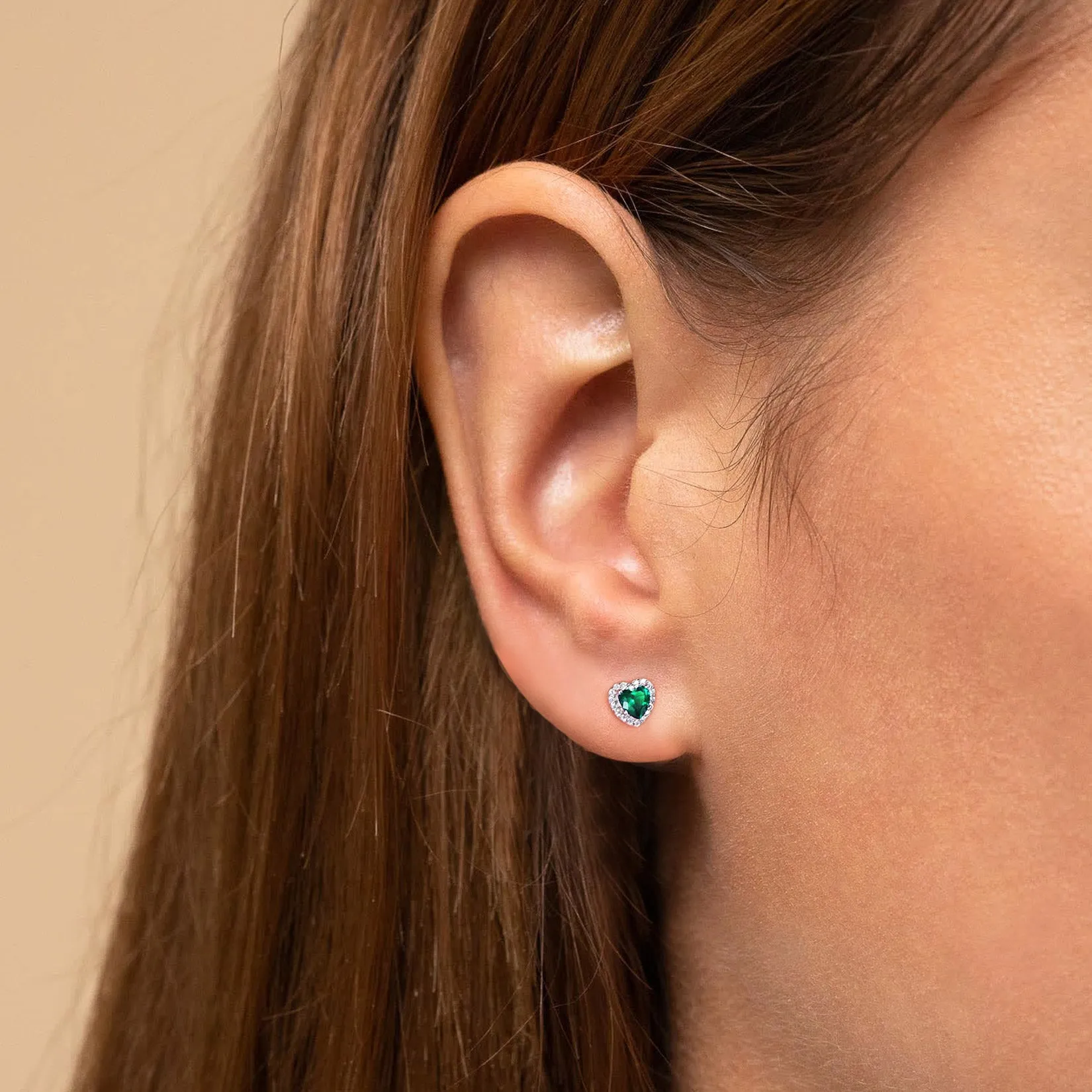 Sterling Silver Birthstone Heart Halo Stud Earrings for Women sold by FaithHeart product image thumbnail 4