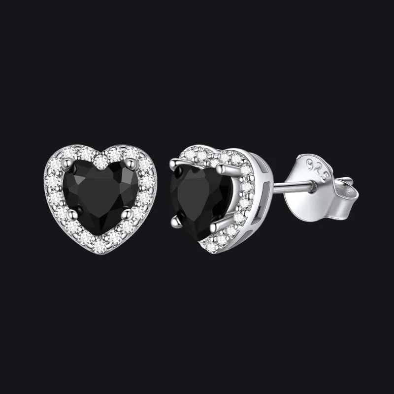 Sterling Silver Birthstone Heart Halo Stud Earrings for Women sold by FaithHeart