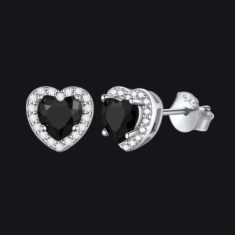 Sterling Silver Birthstone Heart Halo Stud Earrings for Women sold by FaithHeart