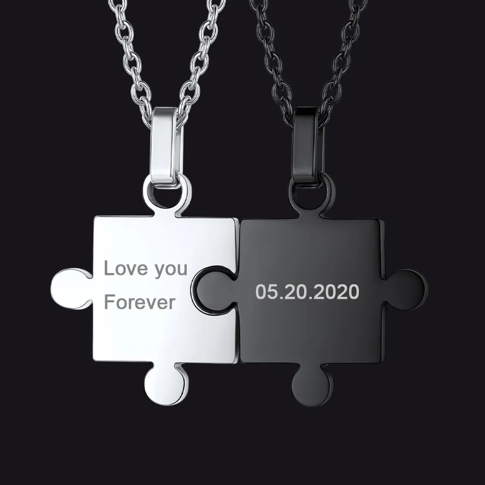 Custom Puzzle Matching Necklaces for Couple 2Pcs sold by FaithHeart