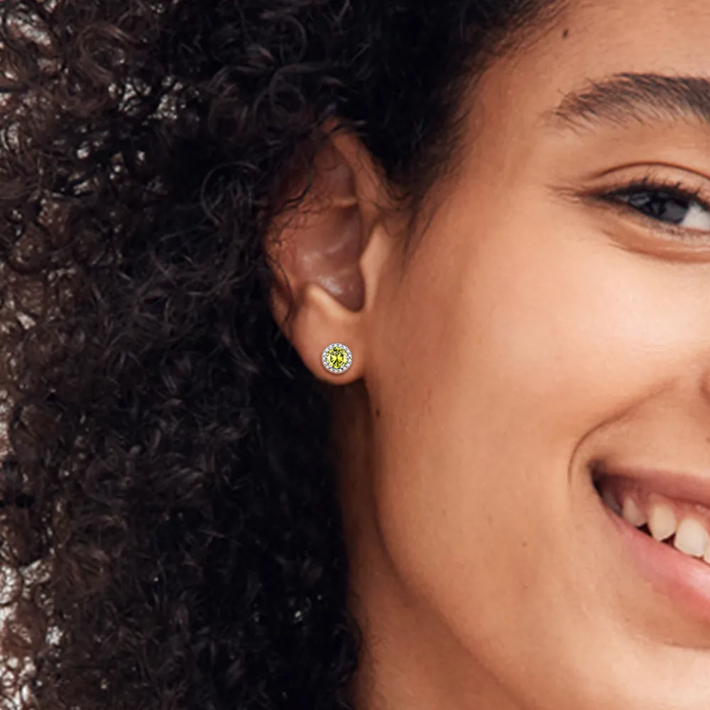 S925 Silver CZ Birthstone Stud Halo Earrings for Women sold by FaithHeart product image thumbnail 3