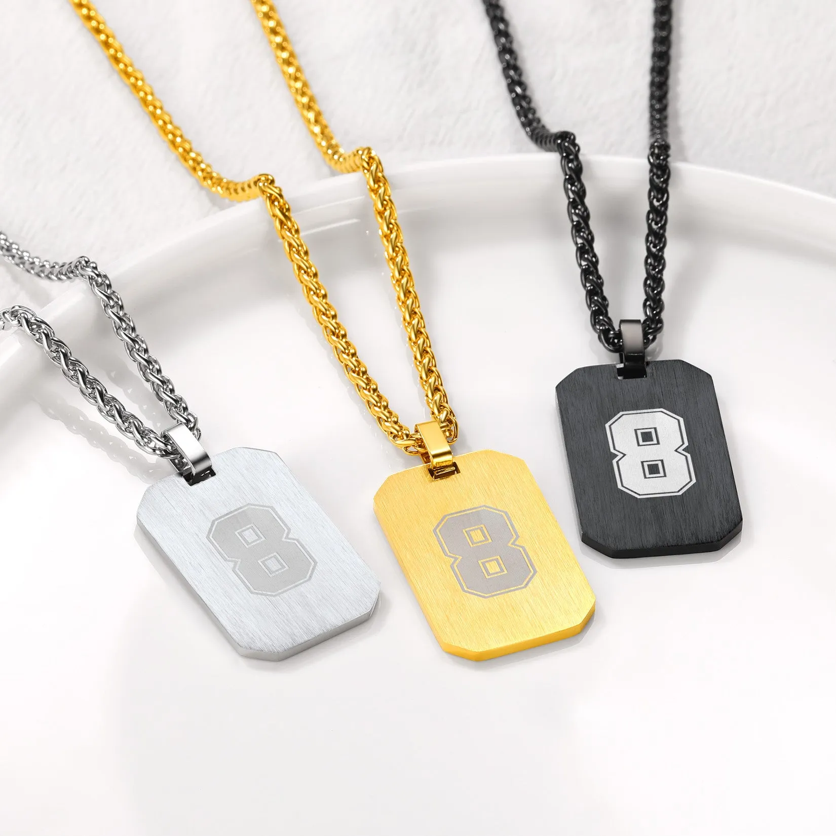 Customized Jersey Number Dog Tag Pendant Necklace For Men sold by FaithHeart product image thumbnail 5