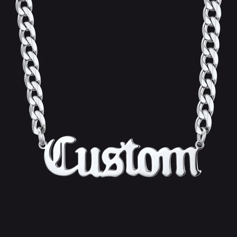Custom Nameplate Choker Chain Necklace for Men Women 18 Inch sold by FaithHeart