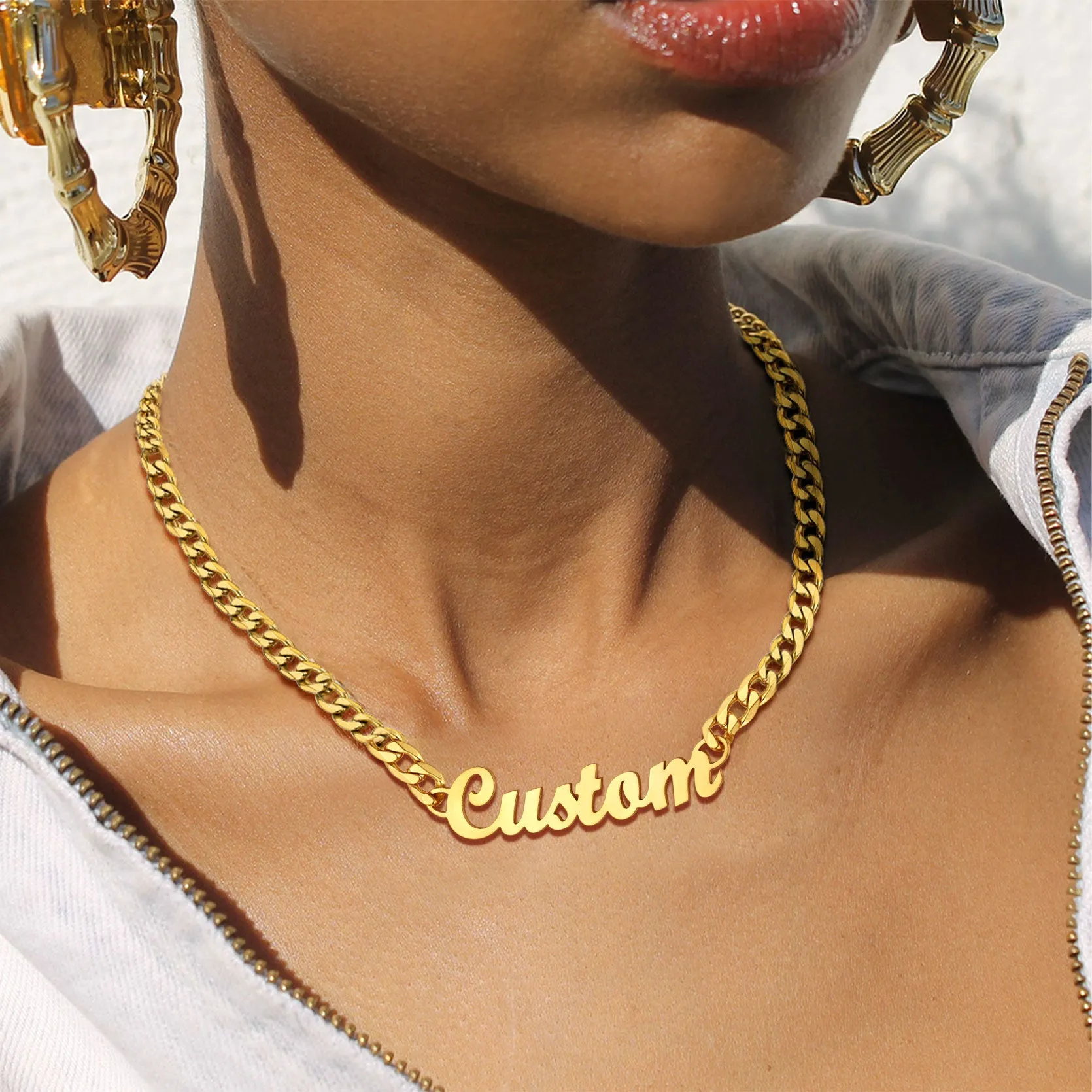 Custom Nameplate Choker Chain Necklace for Men Women 18 Inch sold by FaithHeart product image thumbnail 5