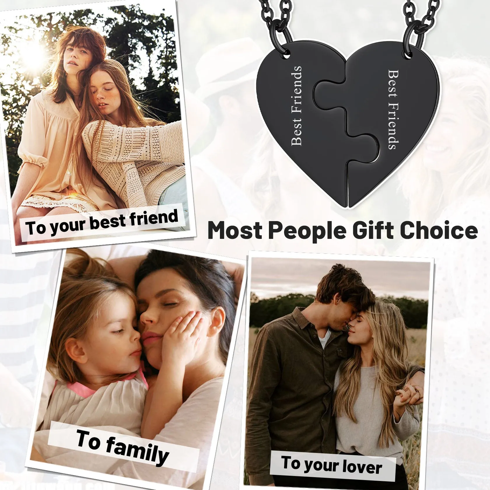 Personalized Heart Puzzle Necklaces for Couples Friends BFF sold by FaithHeart product image thumbnail 4