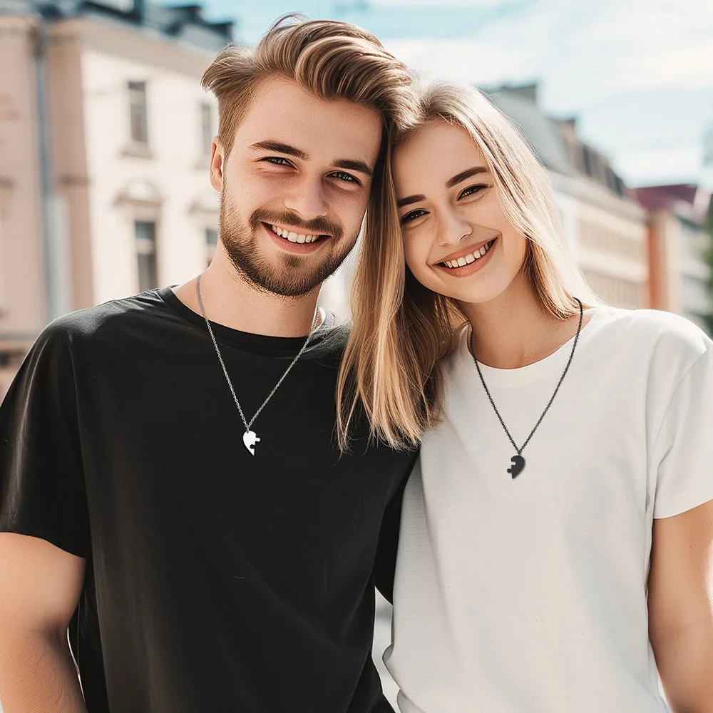 Personalized Heart Puzzle Necklaces for Couples Friends BFF sold by FaithHeart product image thumbnail 2