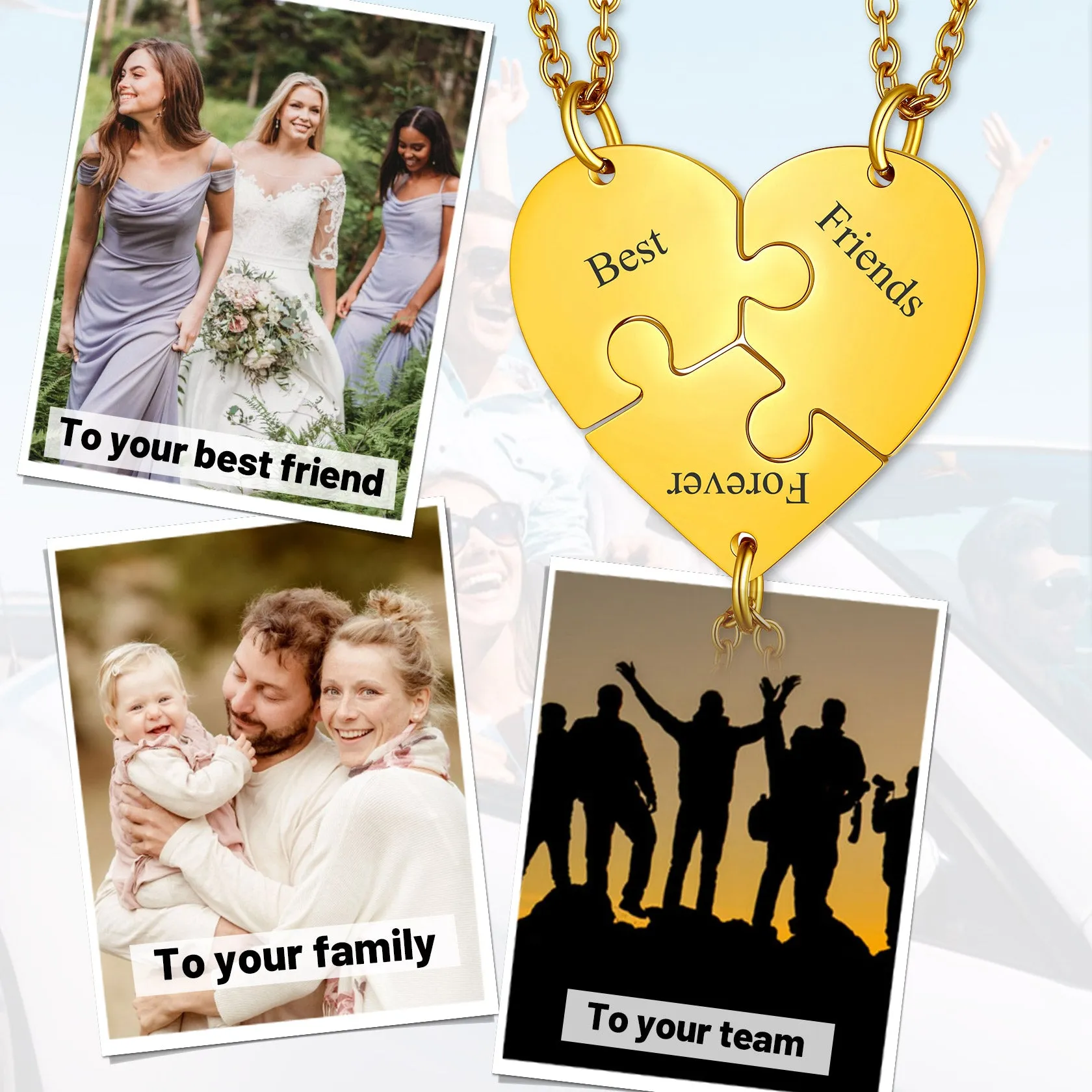 Personalized Heart Puzzle Necklaces for Couples Friends BFF sold by FaithHeart product image thumbnail 5