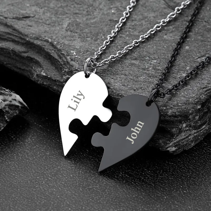 Personalized Heart Puzzle Necklaces for Couples Friends BFF sold by FaithHeart