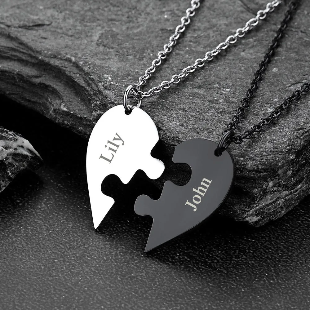 Personalized Heart Puzzle Necklaces for Couples Friends BFF sold by FaithHeart