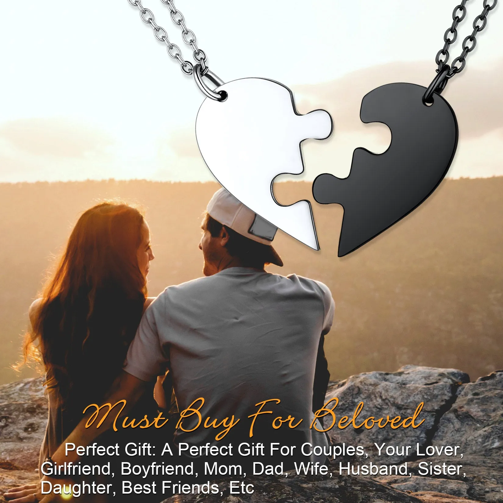 Personalized Heart Puzzle Necklaces for Couples Friends BFF sold by FaithHeart product image thumbnail 3