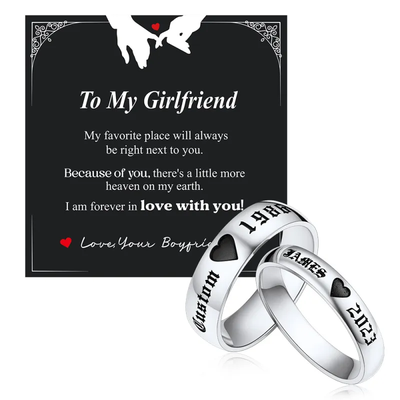 Custom Engraved Matching Promise Rings Set Gift for Couple sold by FaithHeart