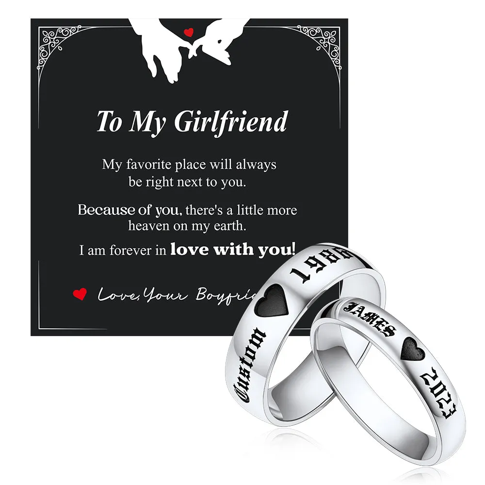 Custom Engraved Matching Promise Rings Set Gift for Couple sold by FaithHeart