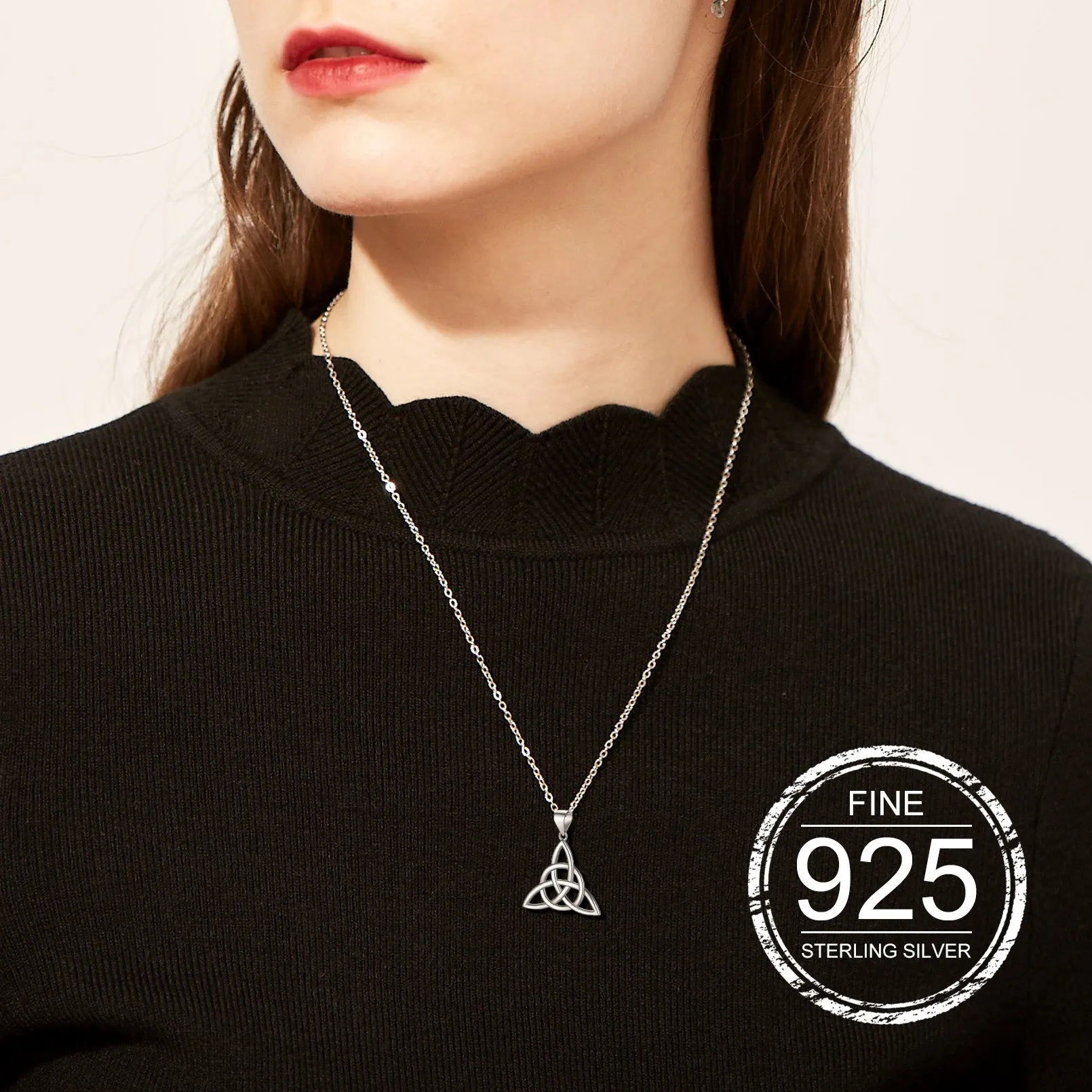 Sterling Silver Irish Celtic Trinity Knot Necklace for Women sold by FaithHeart product image thumbnail 3