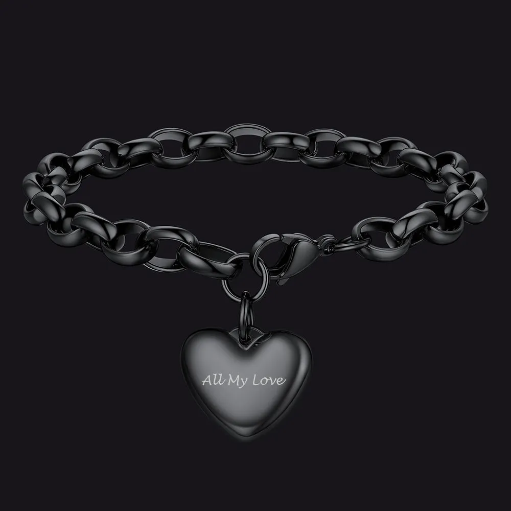 Custom Heart Link Chain Bracelet Memorial Gift for Women sold by FaithHeart