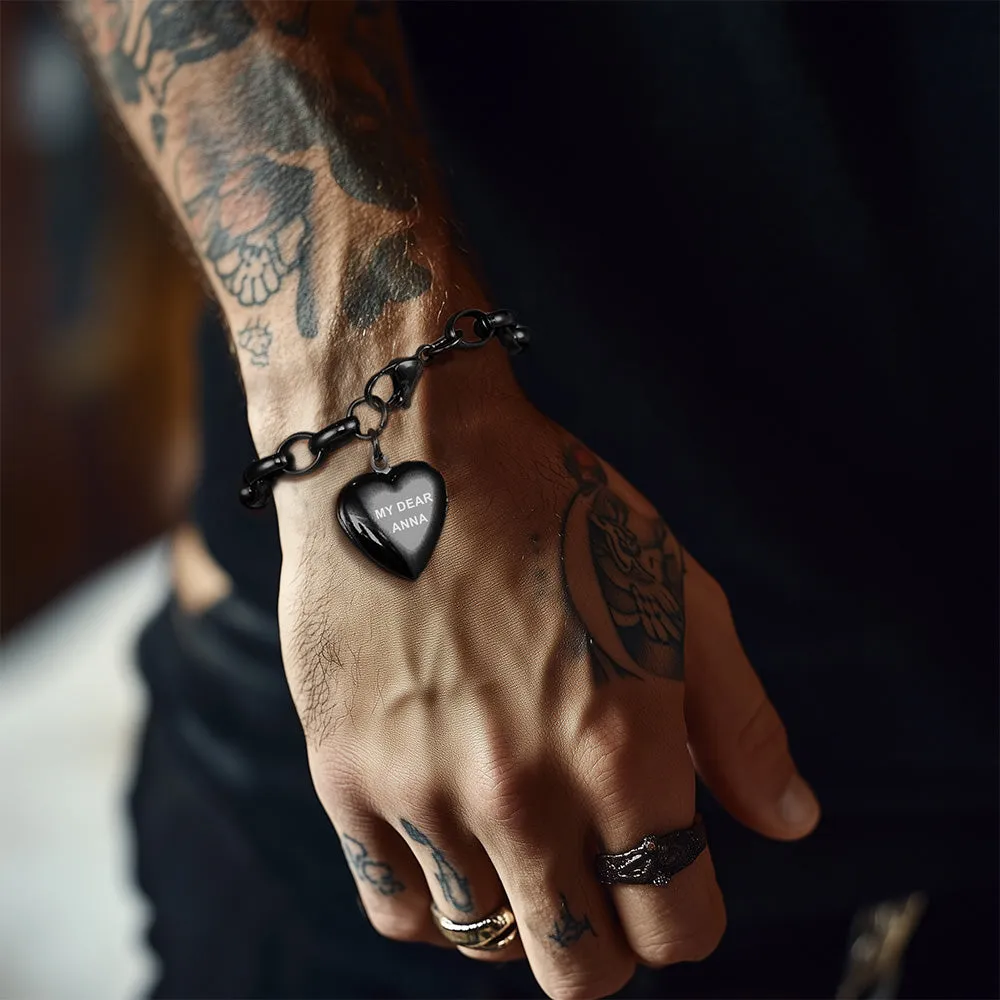 Custom Heart Link Chain Bracelet Memorial Gift for Women sold by FaithHeart product image thumbnail 2