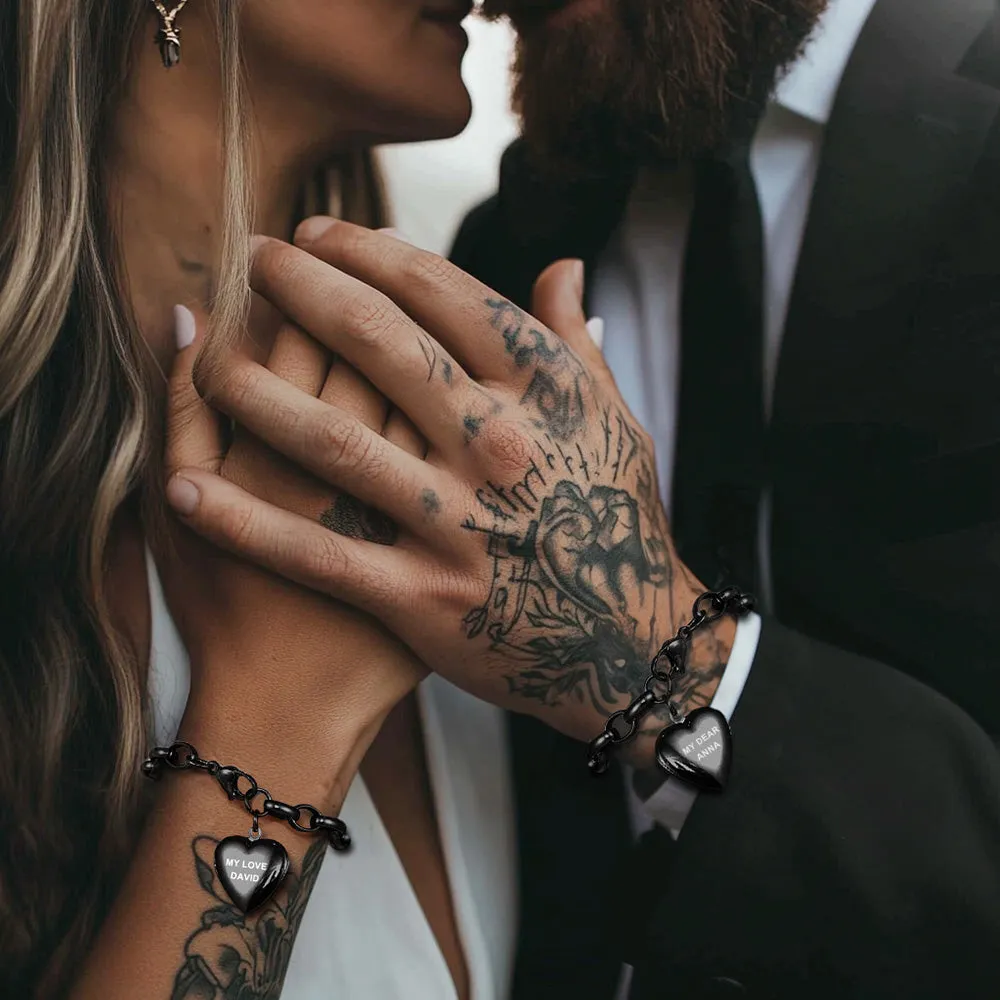 Custom Heart Link Chain Bracelet Memorial Gift for Women sold by FaithHeart product image thumbnail 3