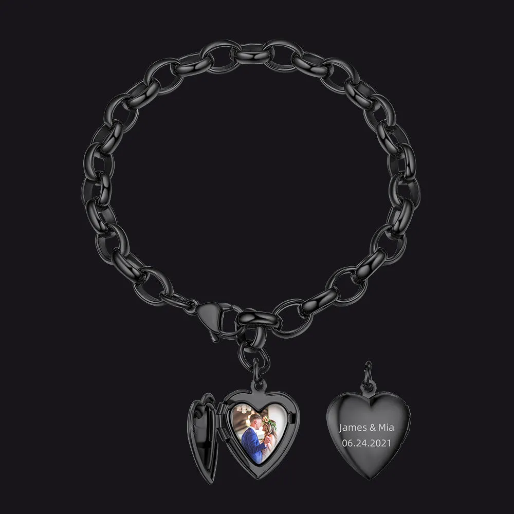 Personalized Heart Picture Locket Bracelet for Women Girlfriend sold by FaithHeart