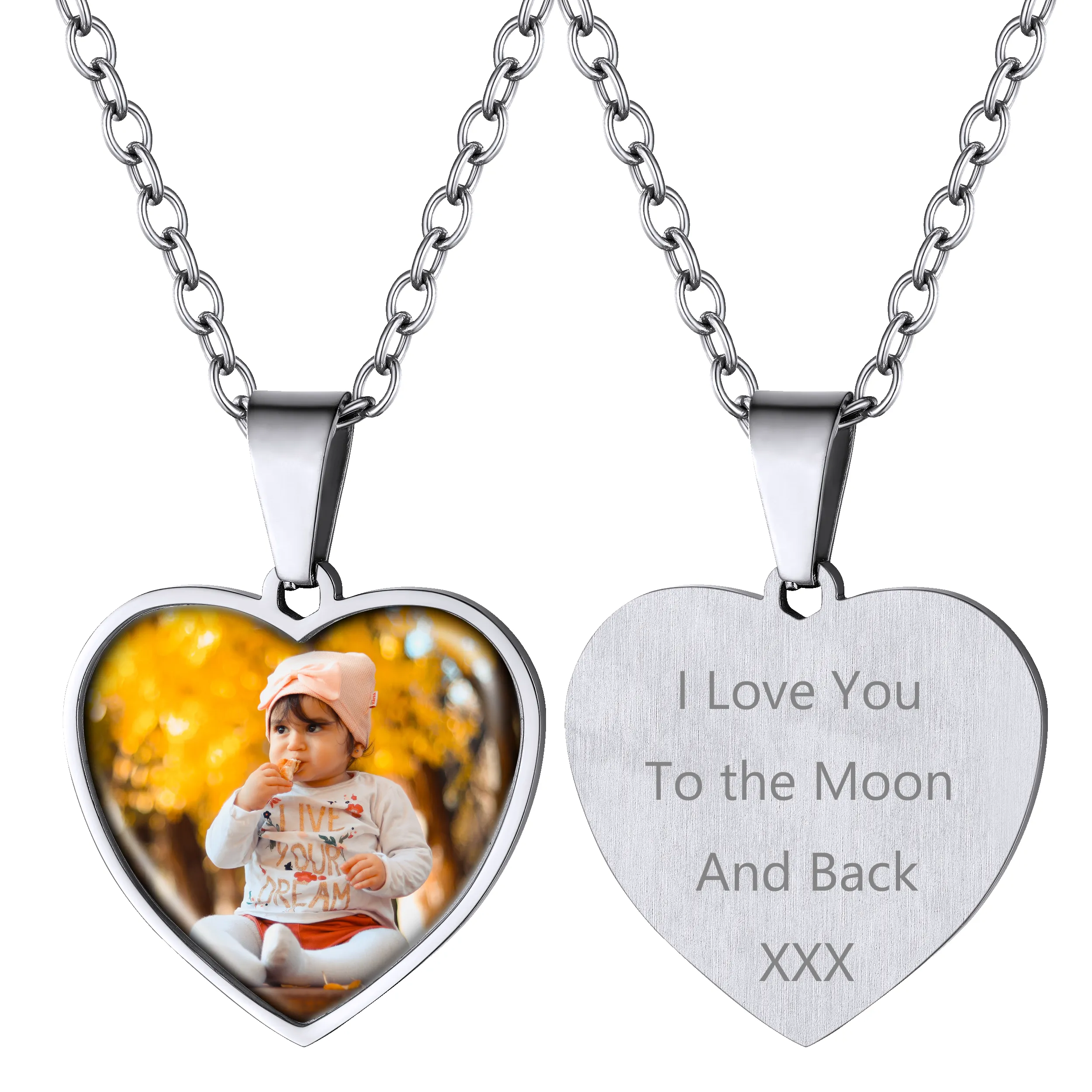 Customized Heart Photo Necklace Memorial Gift for Women Men sold by FaithHeart