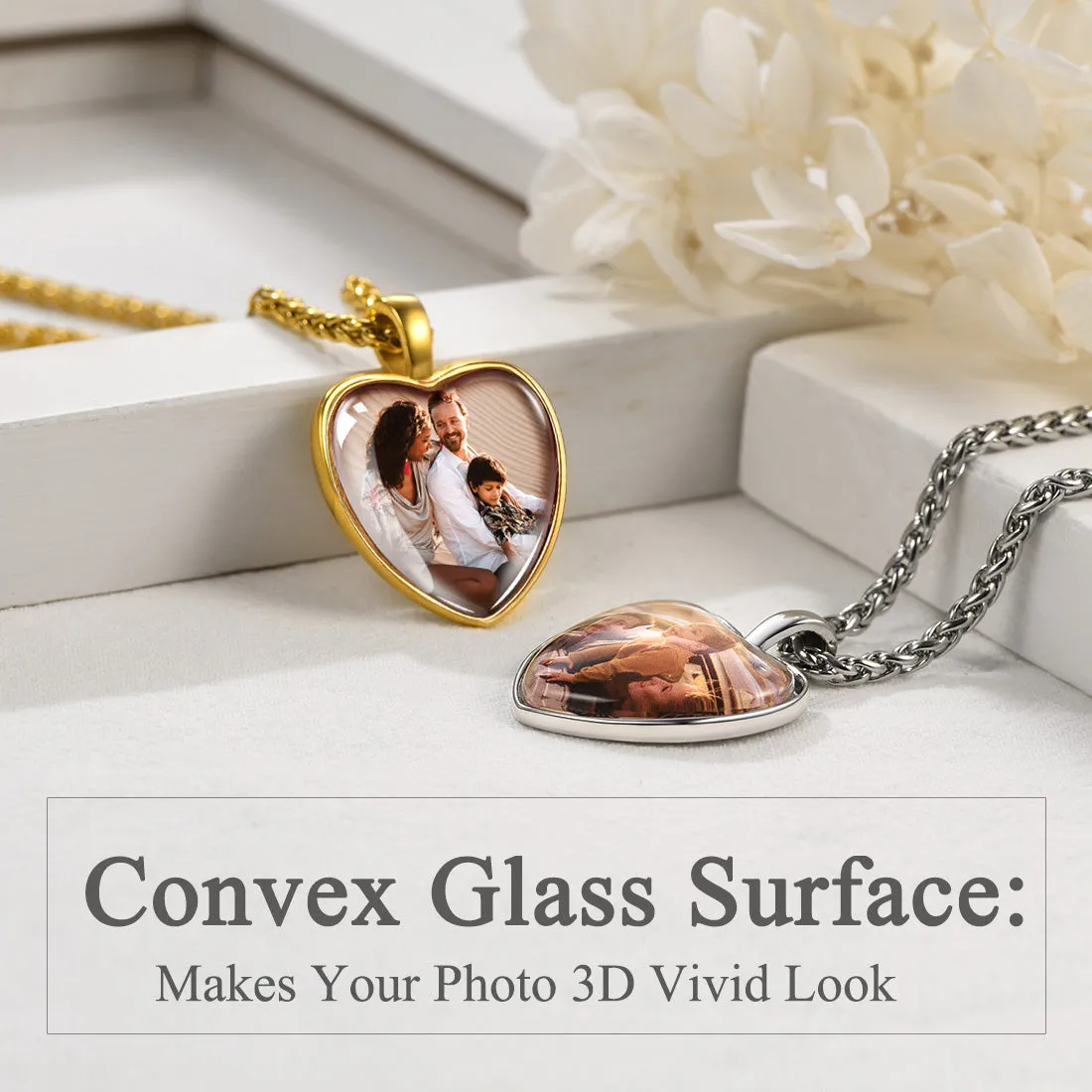 Personalized Heart Picture Memorial Necklace for Couple Women sold by FaithHeart product image thumbnail 4