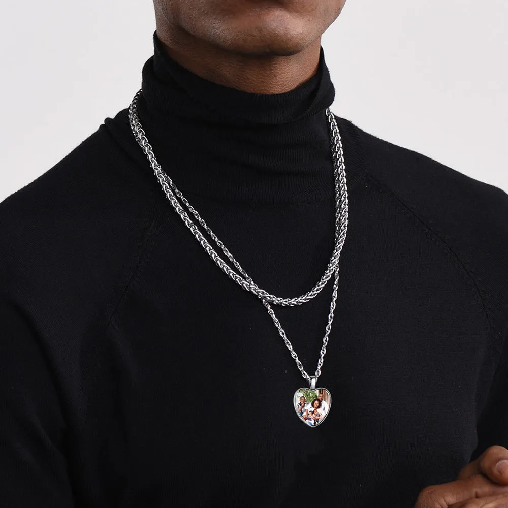 Personalized Heart Picture Memorial Necklace for Couple Women sold by FaithHeart product image thumbnail 3