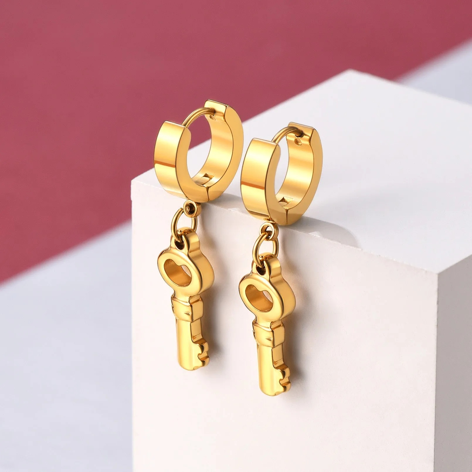 Flash Sale Key Dangle Hoop Earrings For Men sold by FaithHeart product image thumbnail 5