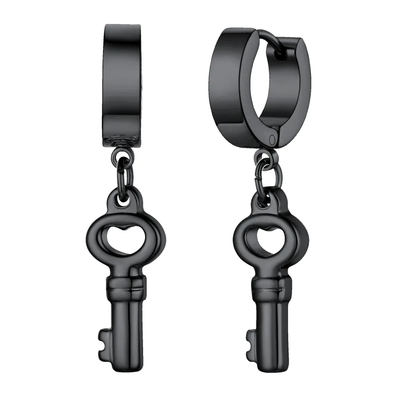 Flash Sale Key Dangle Hoop Earrings For Men sold by FaithHeart