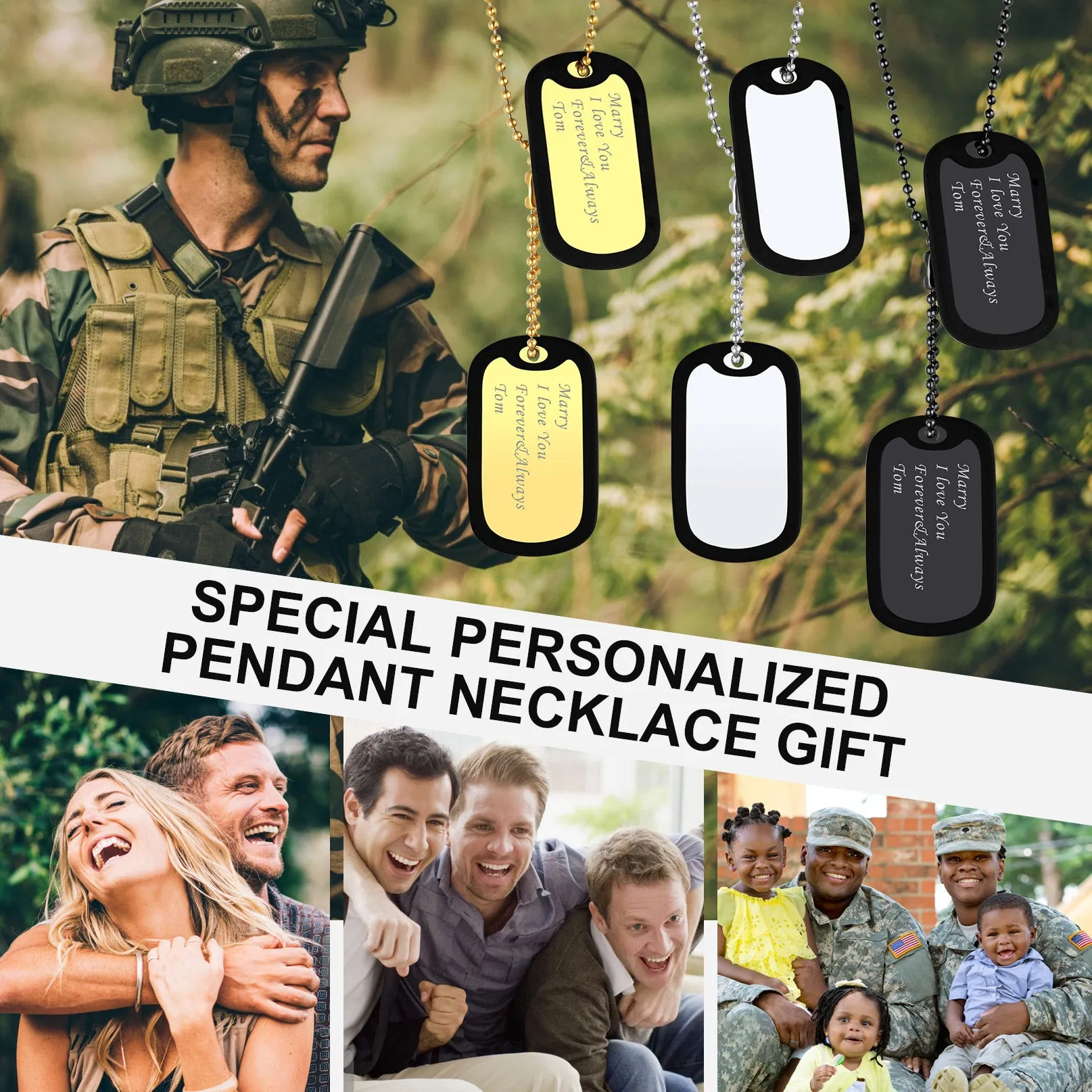 Custom Military Army Double-side Dog Tag Necklace for Men sold by FaithHeart product image thumbnail 5