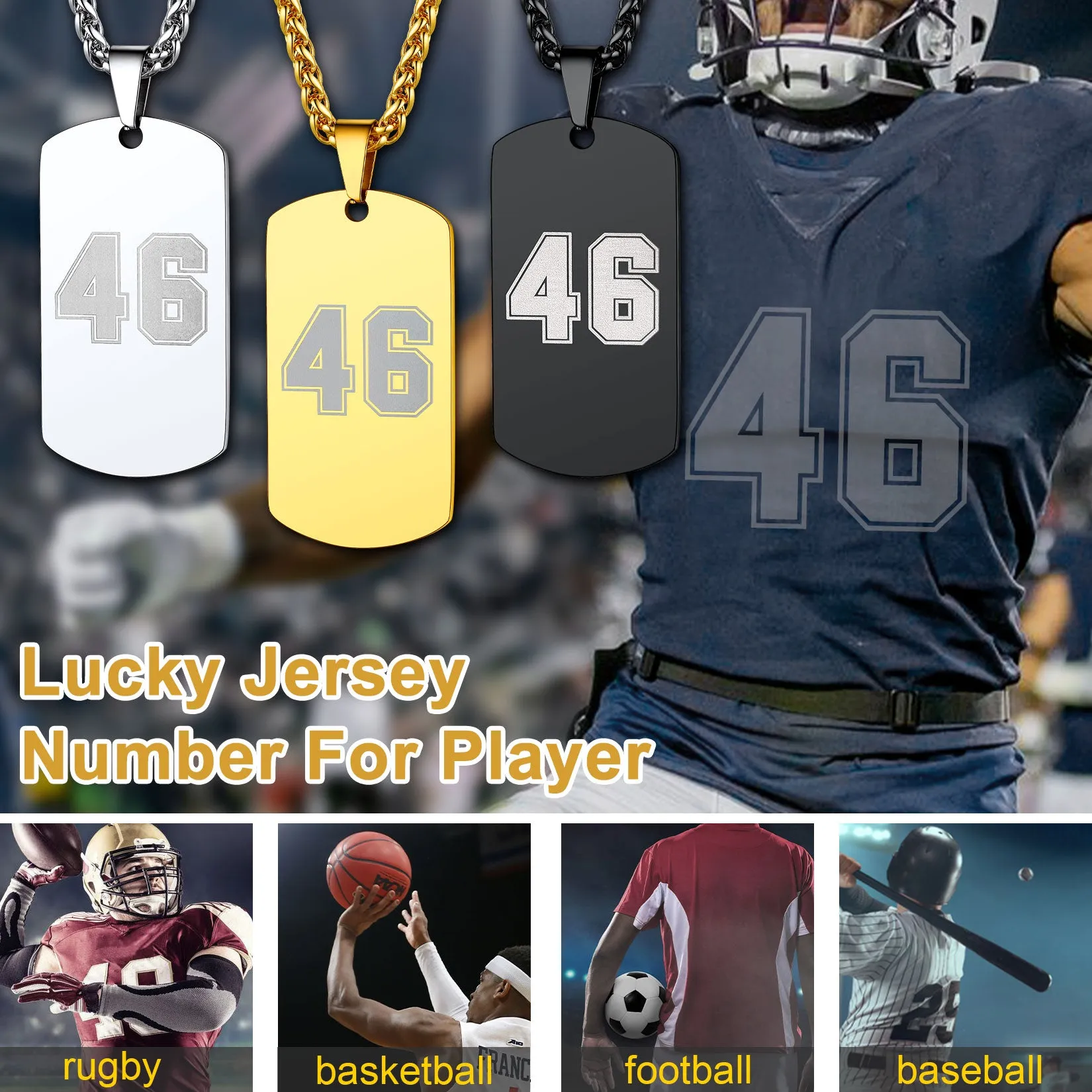 Custom Engraved Number Dog Tag Necklace For Men sold by FaithHeart product image thumbnail 5