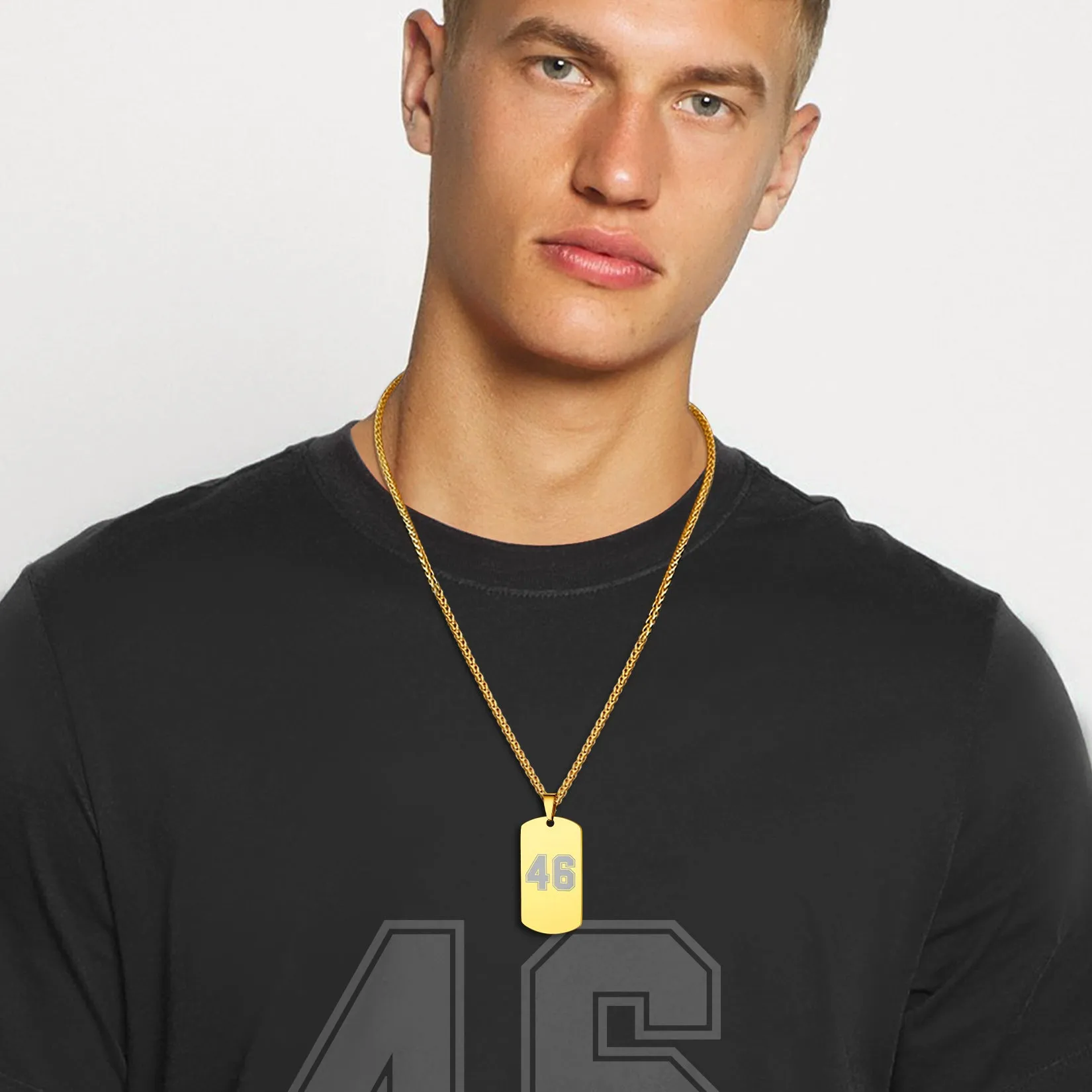 Custom Engraved Number Dog Tag Necklace For Men sold by FaithHeart product image thumbnail 4