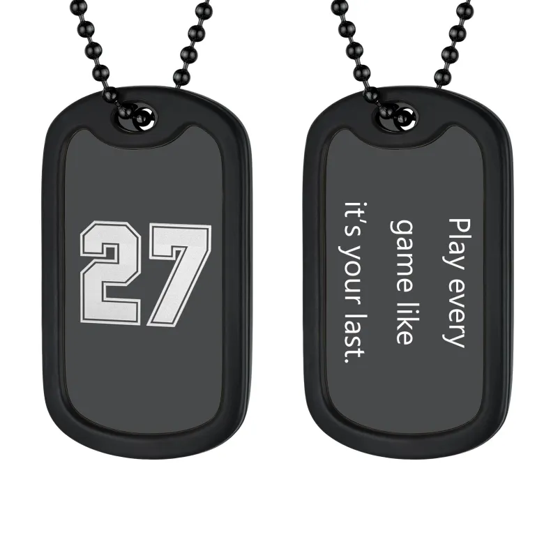 Customized Sport Number Dog Tag Necklace For Men, Baseball/Football/Basketball Pendant sold by FaithHeart