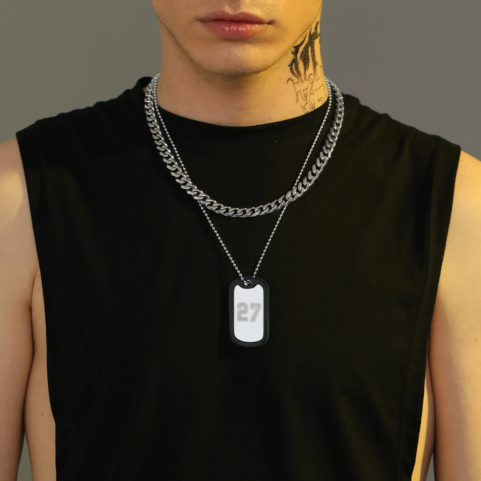 Customized Sport Number Dog Tag Necklace For Men sold by FaithHeart product image thumbnail 3