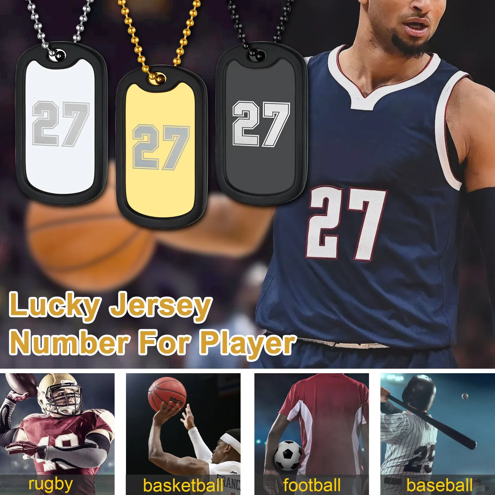 Customized Sport Number Dog Tag Necklace For Men sold by FaithHeart product image thumbnail 4