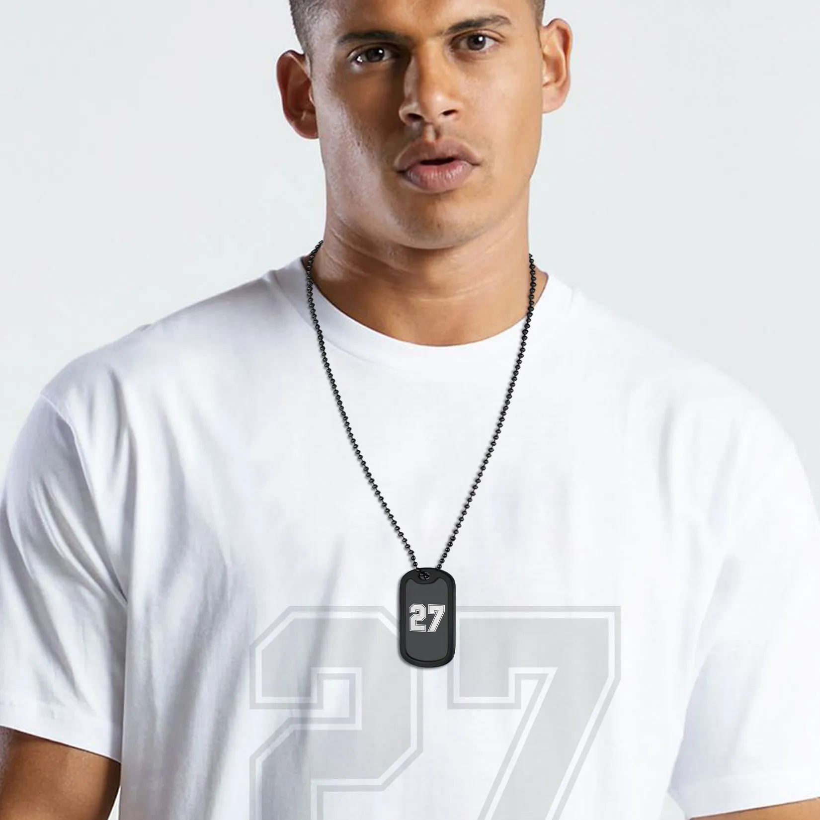 Customized Sport Number Dog Tag Necklace For Men sold by FaithHeart product image thumbnail 2